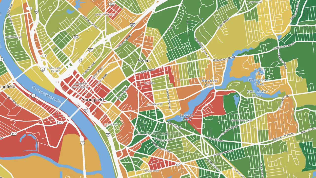 Old Hill, Springfield, MA Map of Arson Rates