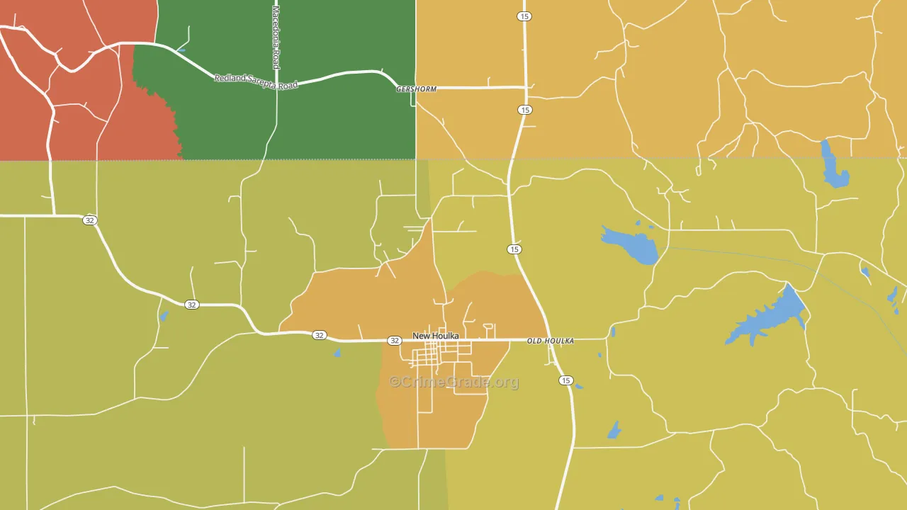 Old Houlka, MS Map of Arson Rates