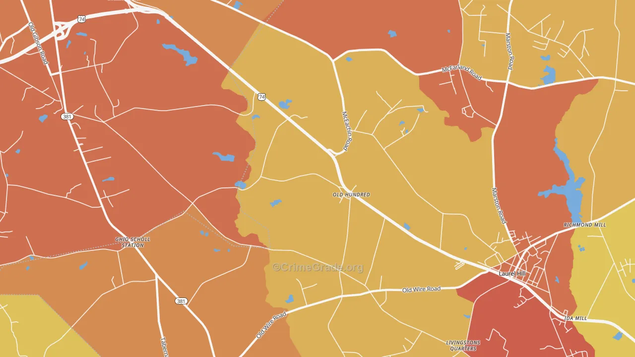 Old Hundred, NC Map of Arson Rates