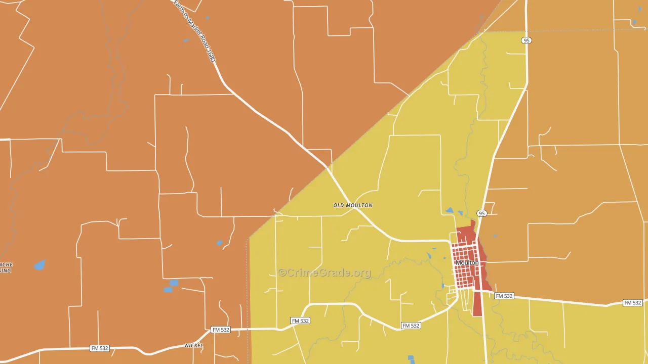 Old Moulton, TX Map of Arson Rates
