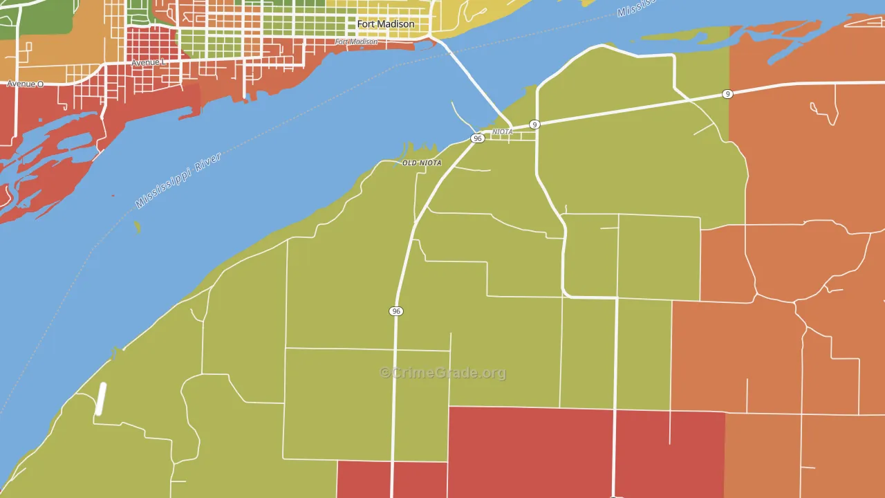 Old Niota, IL Map of Arson Rates