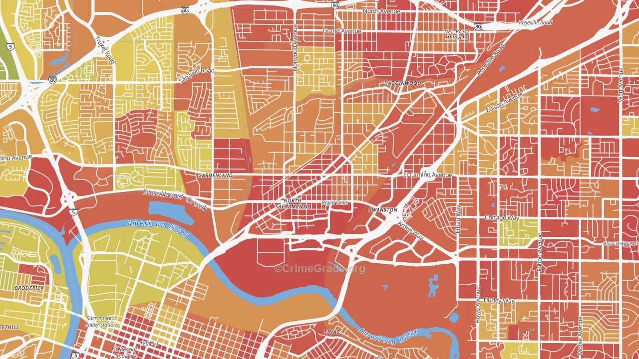 Old North Sacramento, Sacramento, CA Map of Arson Rates