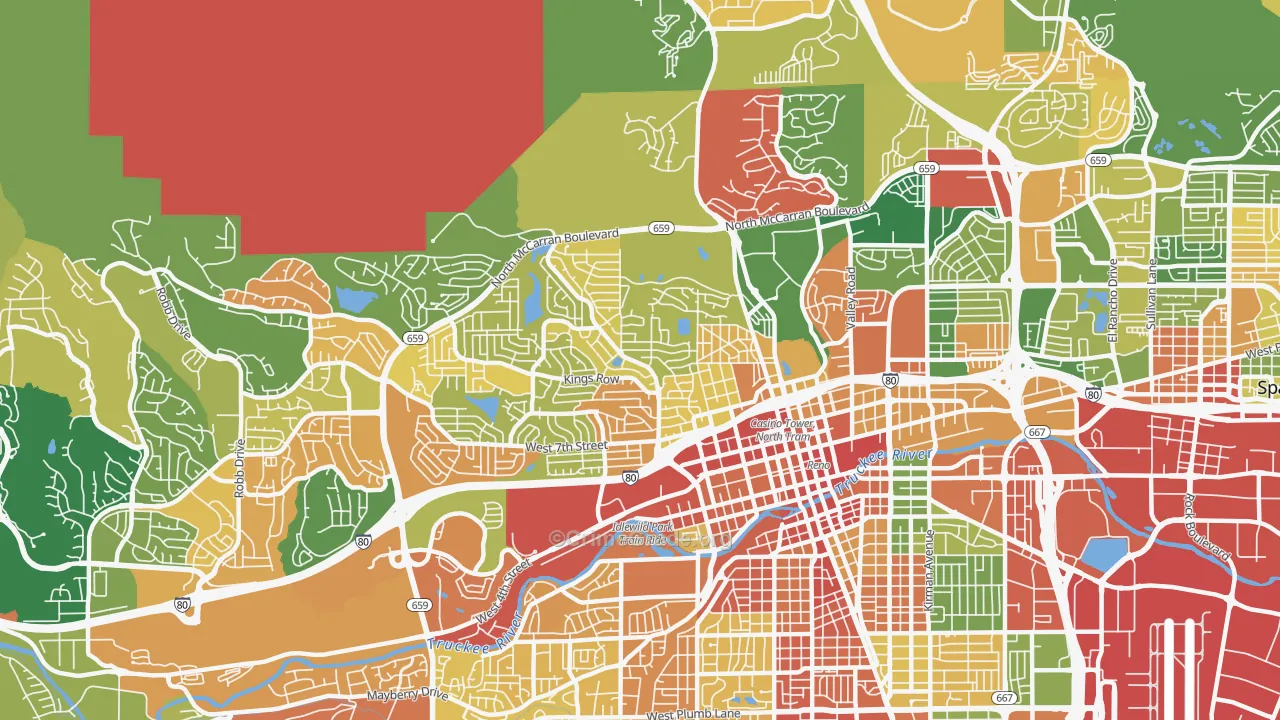 Old Northwest-West University, Reno, NV Map of Arson Rates