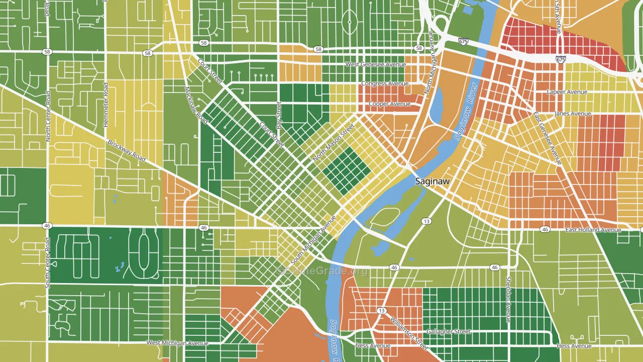 Old Saginaw City, Saginaw, MI Map of Arson Rates