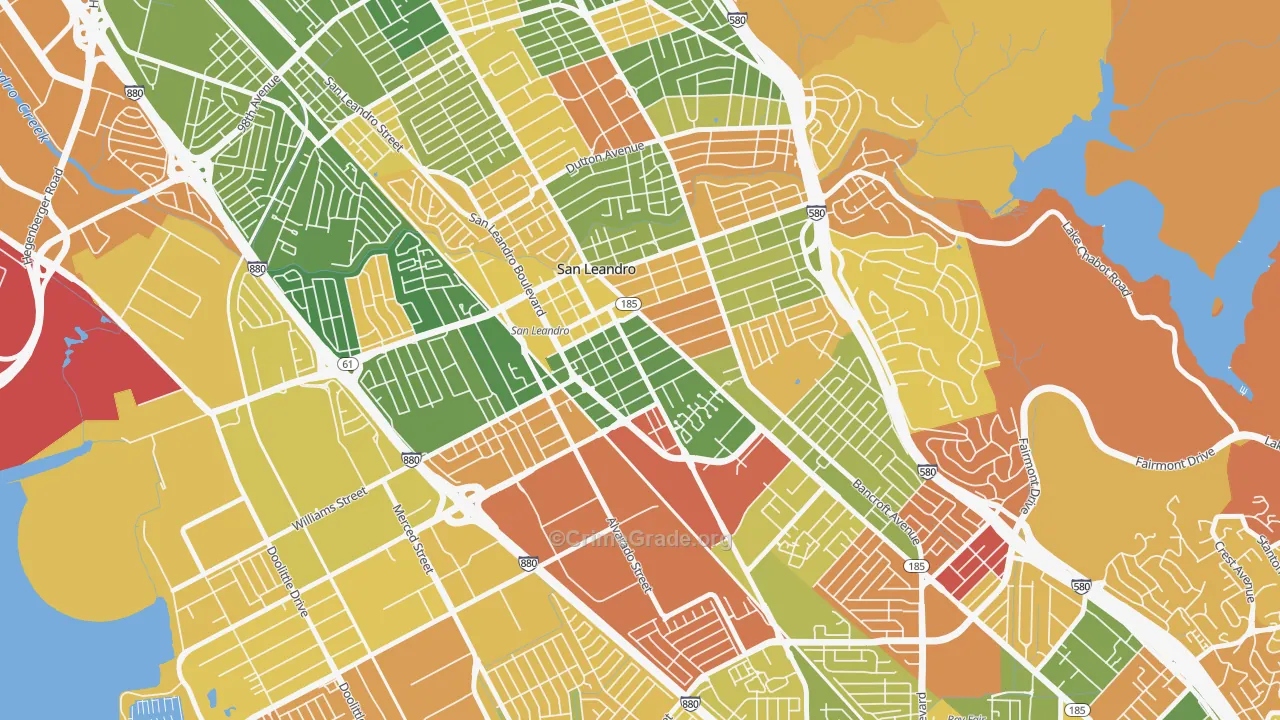 Old San Leandro, San Leandro, CA Map of Arson Rates