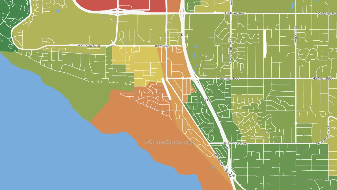 Old Seward-Oceanview, Anchorage, AK Map of Arson Rates
