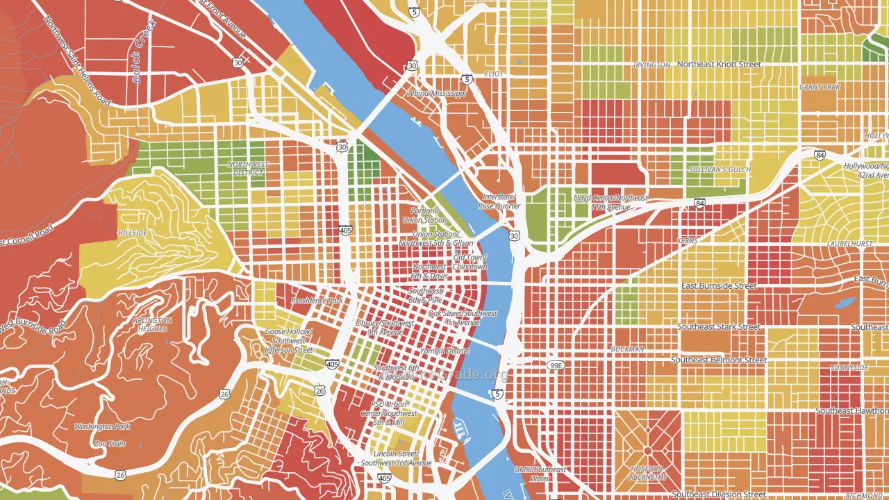 Old Town-Chinatown, Portland, OR Map of Arson Rates
