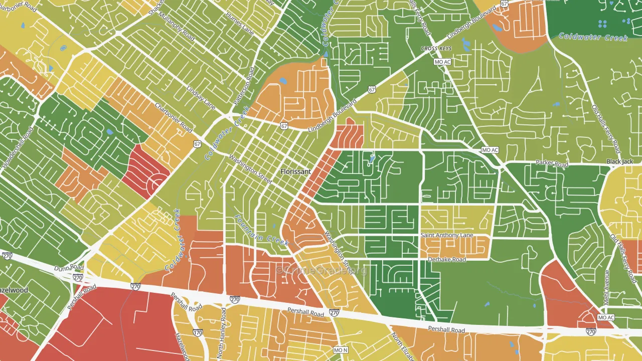 Old Town Florissant, Florissant, MO Map of Arson Rates