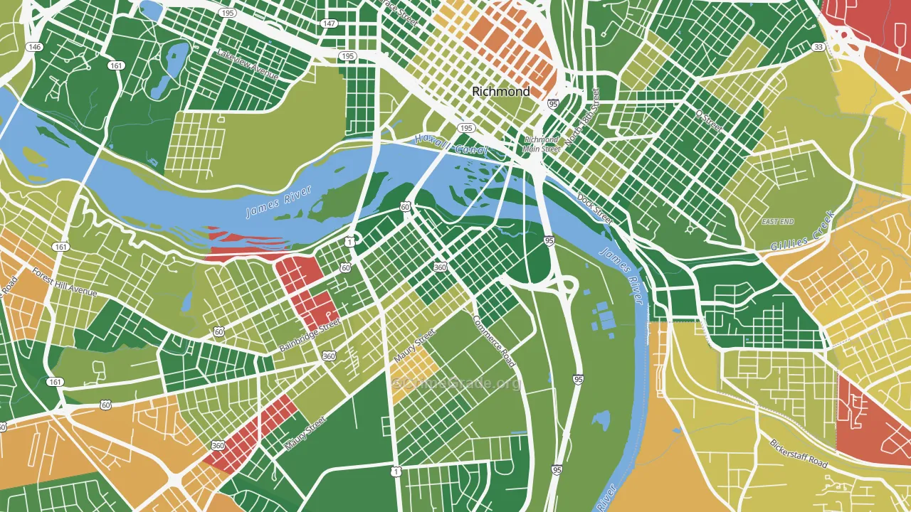 Old Town Manchester, Richmond, VA Map of Arson Rates