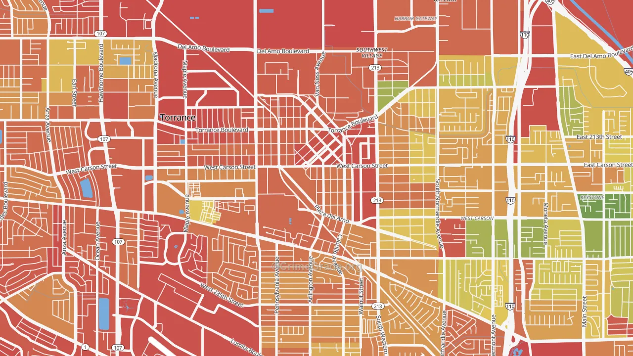 Old Town, Torrance, CA Map of Arson Rates