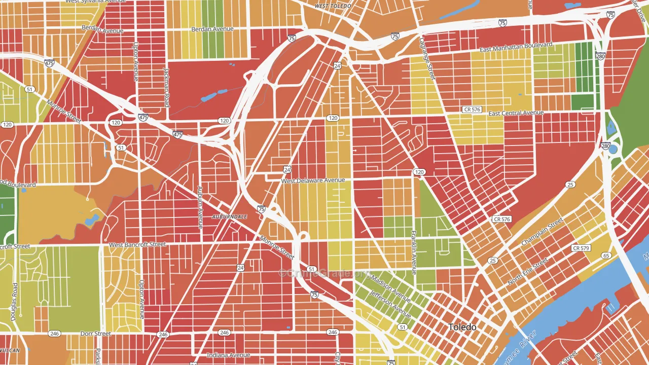Old West End, Toledo, OH Map of Arson Rates