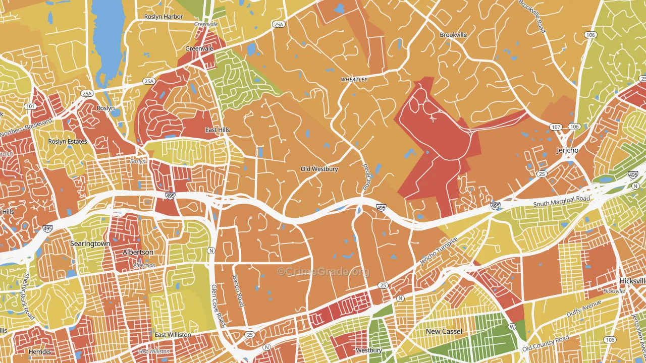 Old Westbury, NY Map of Arson Rates