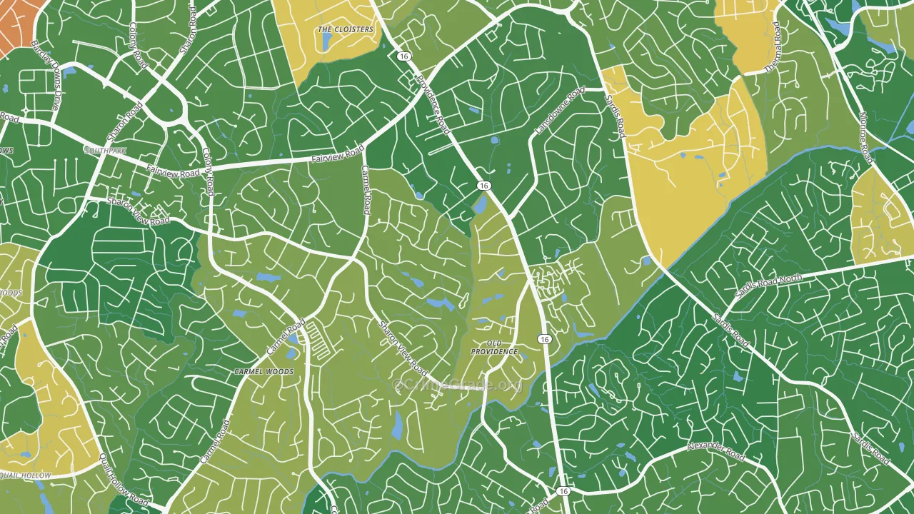 Olde Providence North, Charlotte, NC Map of Arson Rates