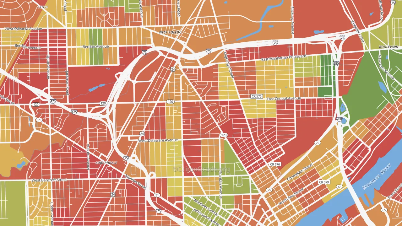Olde Towne, Toledo, OH Map of Arson Rates