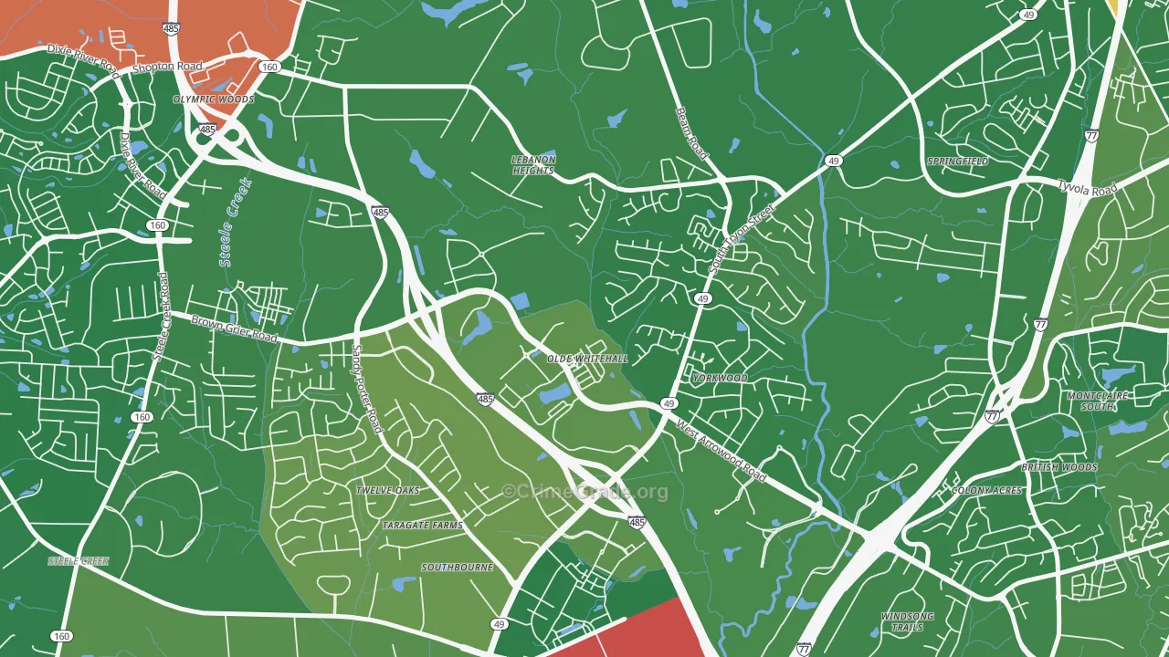 Olde Whitehall, Charlotte, NC Map of Arson Rates
