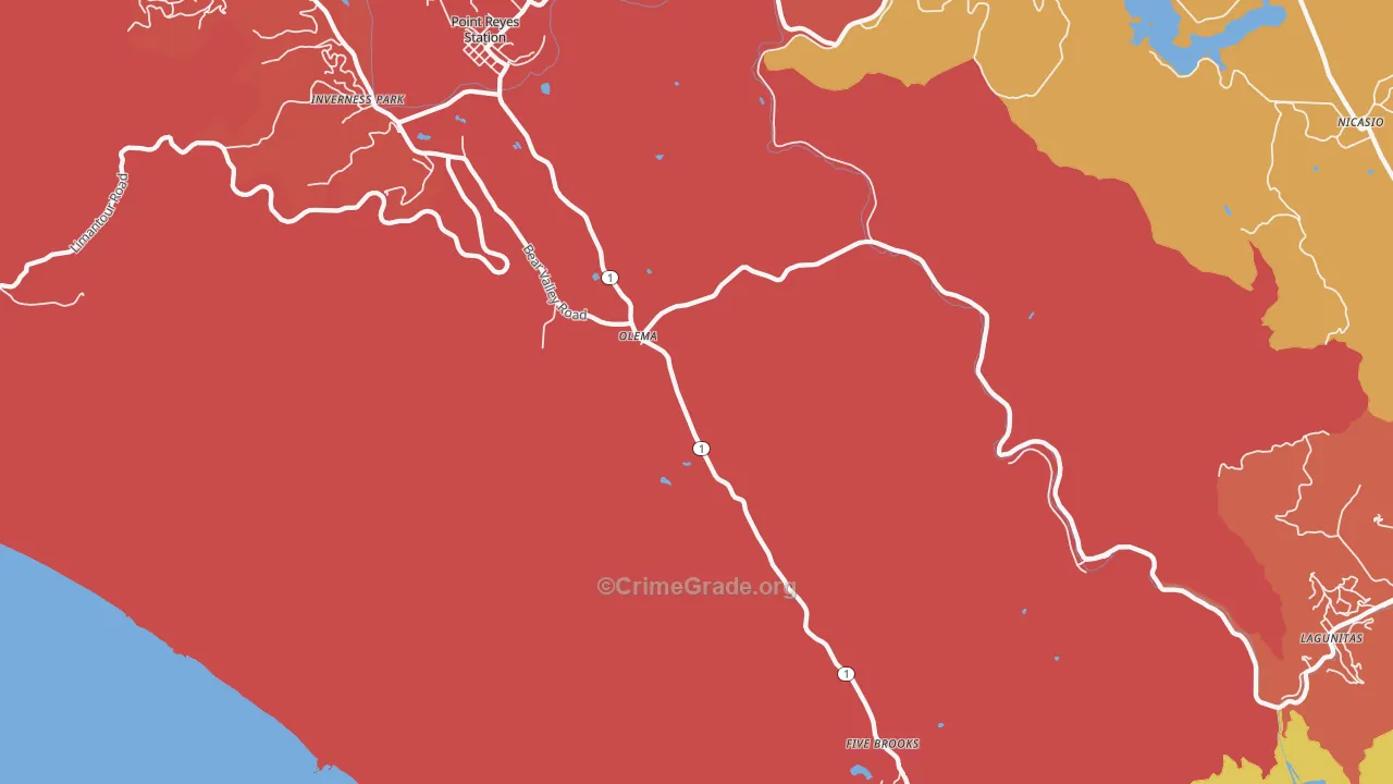 Olema, CA Map of Arson Rates