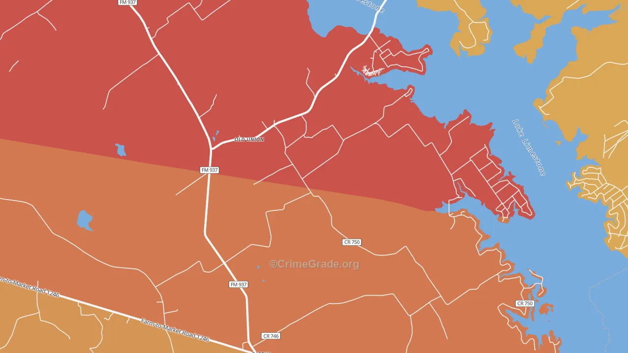 Oletha, TX Map of Arson Rates