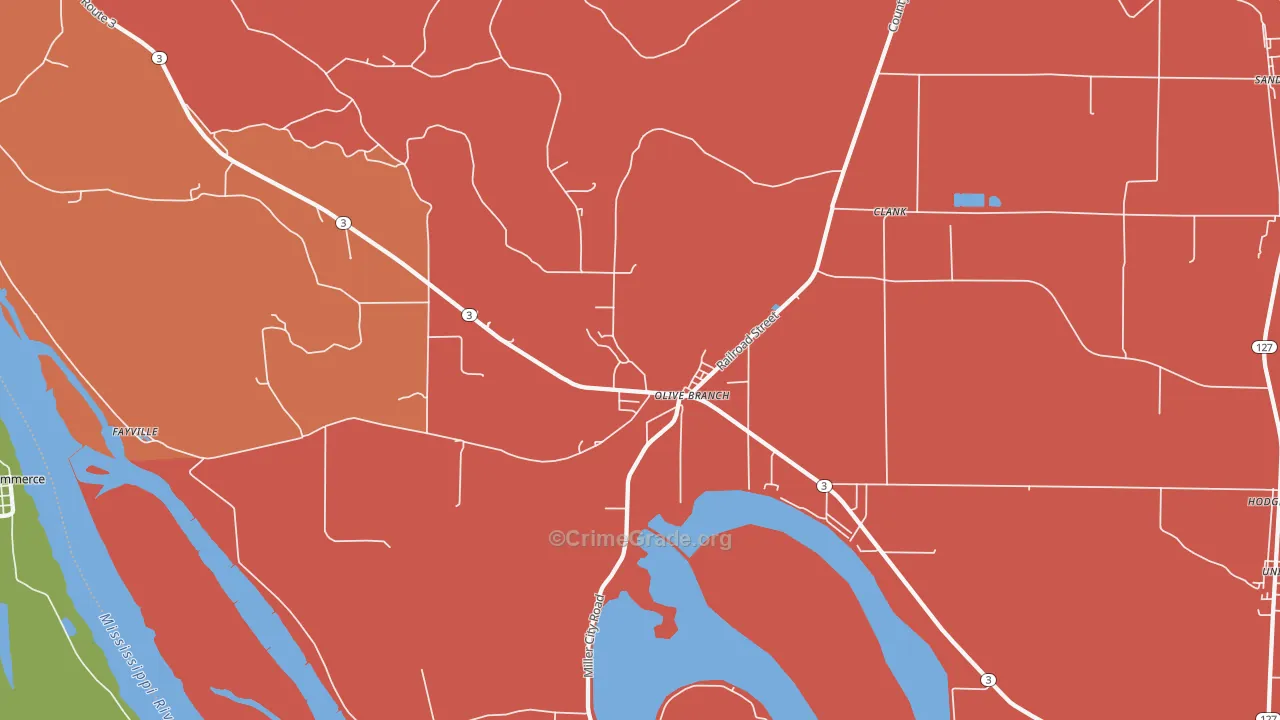 Olive Branch, IL Map of Arson Rates