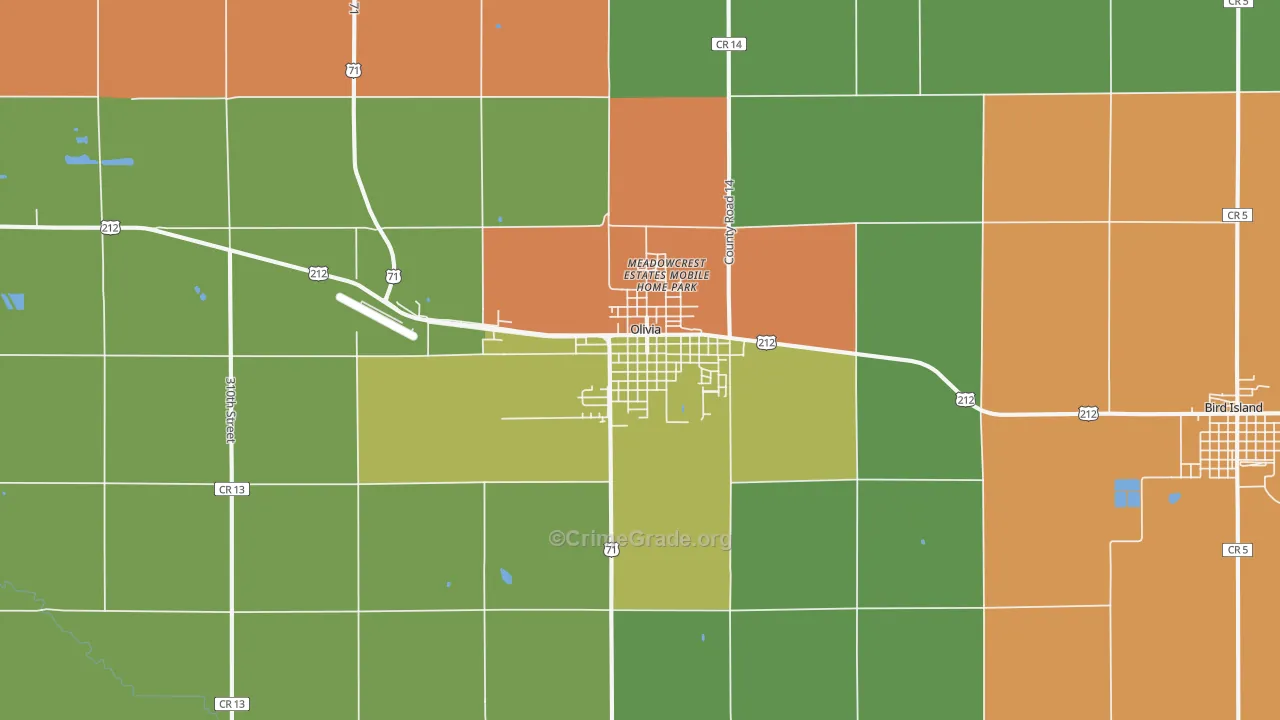 Olivia, MN Map of Arson Rates