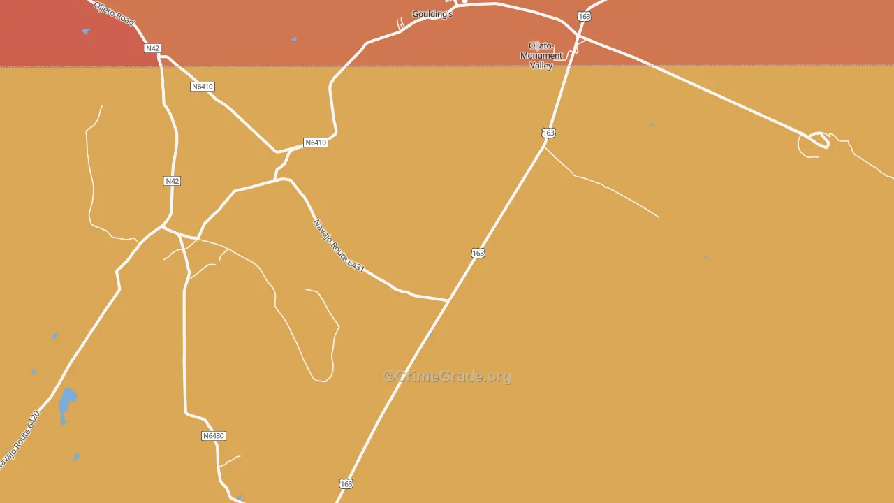 Oljato-Monument Valley, AZ Map of Arson Rates