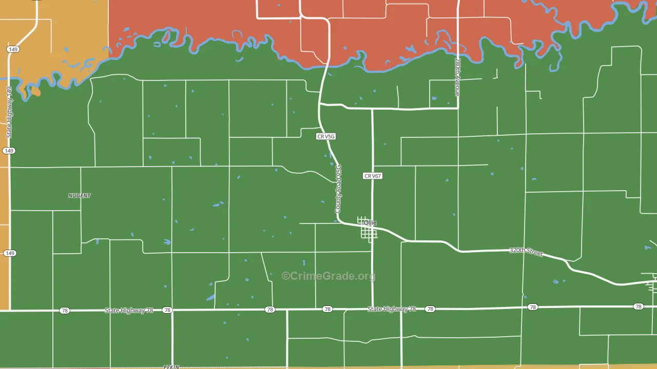 Ollie, IA Map of Arson Rates
