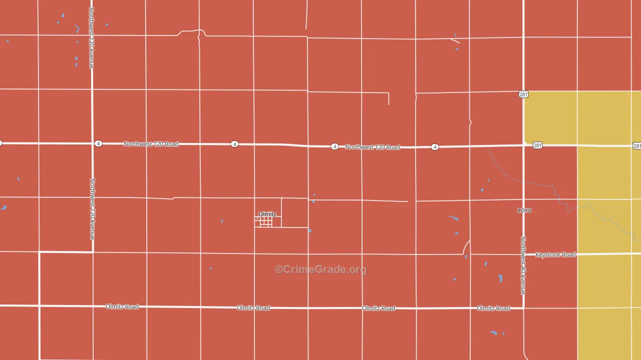 Olmitz, KS Map of Arson Rates