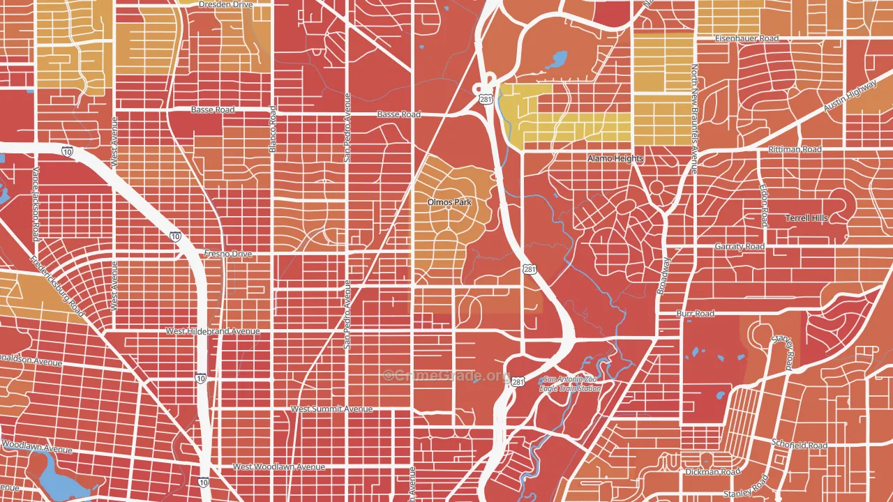 Olmos Park, TX Map of Arson Rates