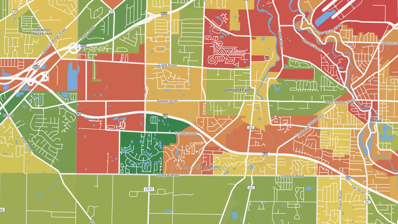 Olmsted Falls, OH Map of Arson Rates