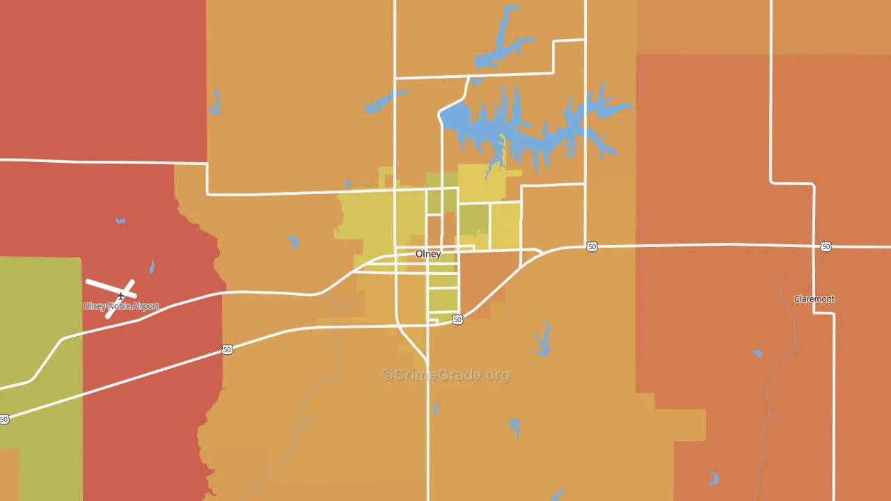Olney, IL Map of Arson Rates