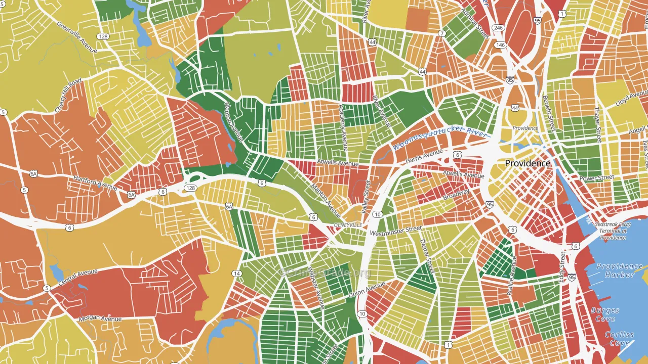 Olneyville, Providence, RI Map of Arson Rates