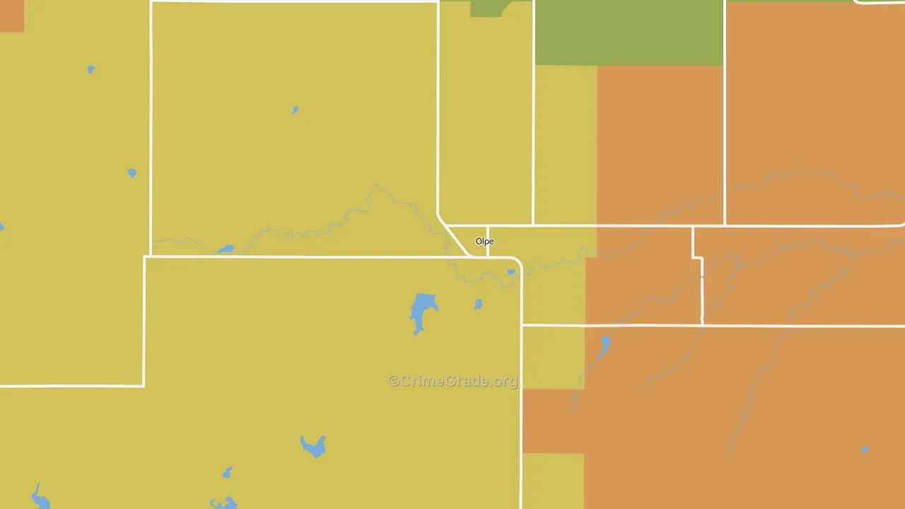 Olpe, KS Map of Arson Rates