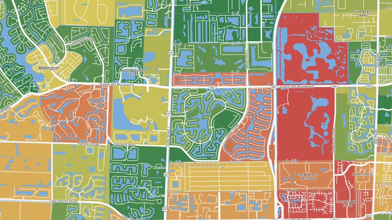 Olympia, Wellington, FL Map of Arson Rates