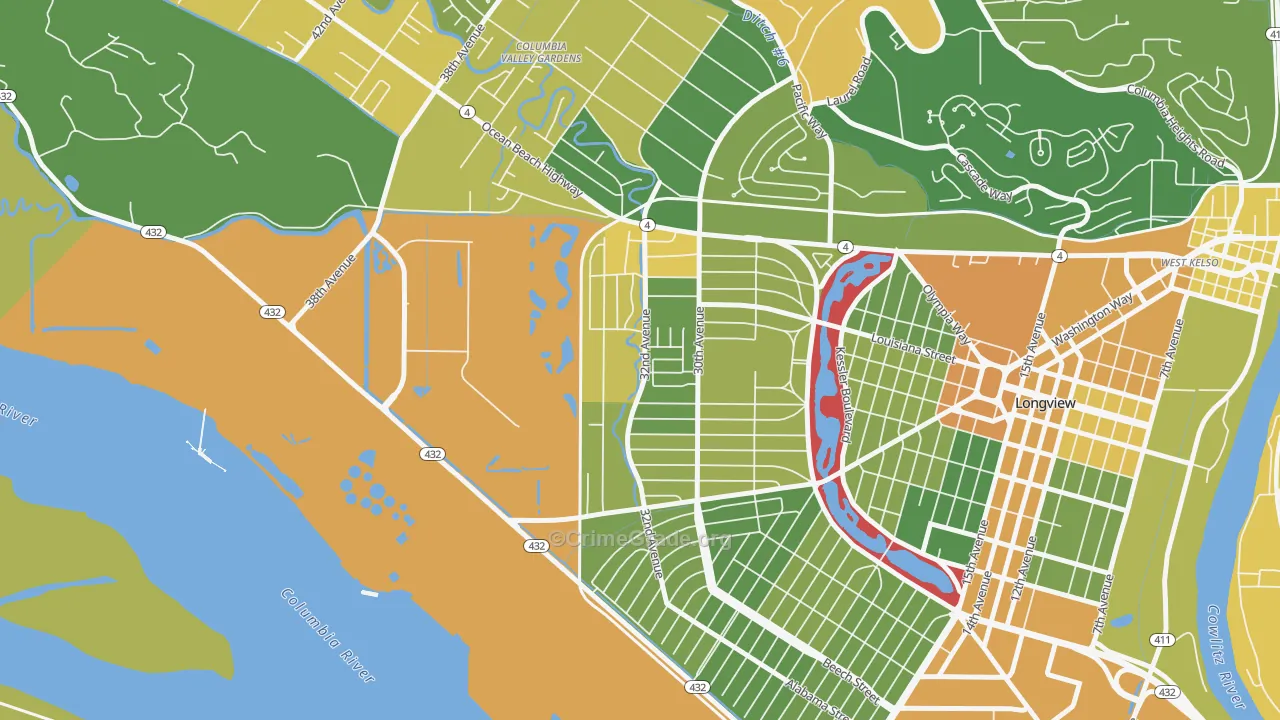 Olympic West, Longview, WA Map of Arson Rates
