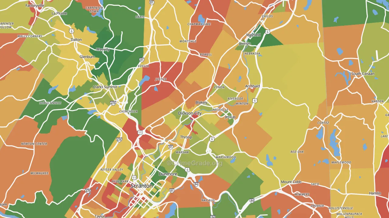 Olyphant, PA Map of Arson Rates