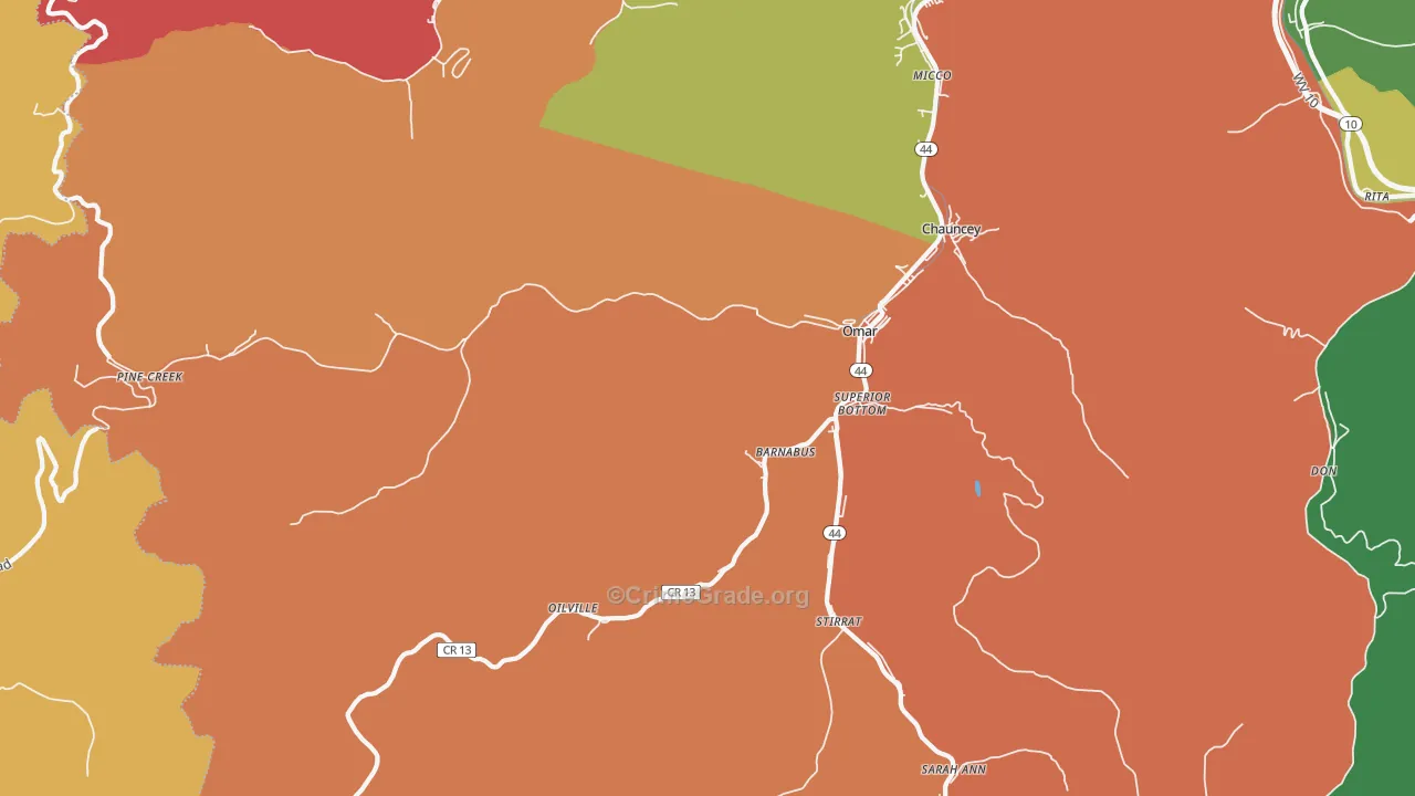 Omar, WV Map of Arson Rates