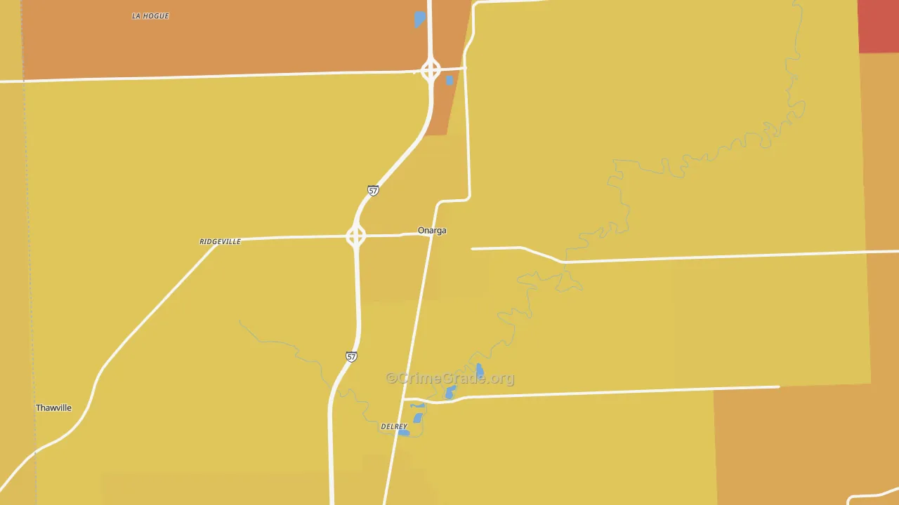 Onarga, IL Map of Arson Rates