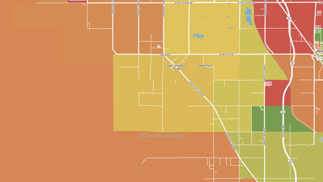 One Hundred Palms, CA Map of Arson Rates