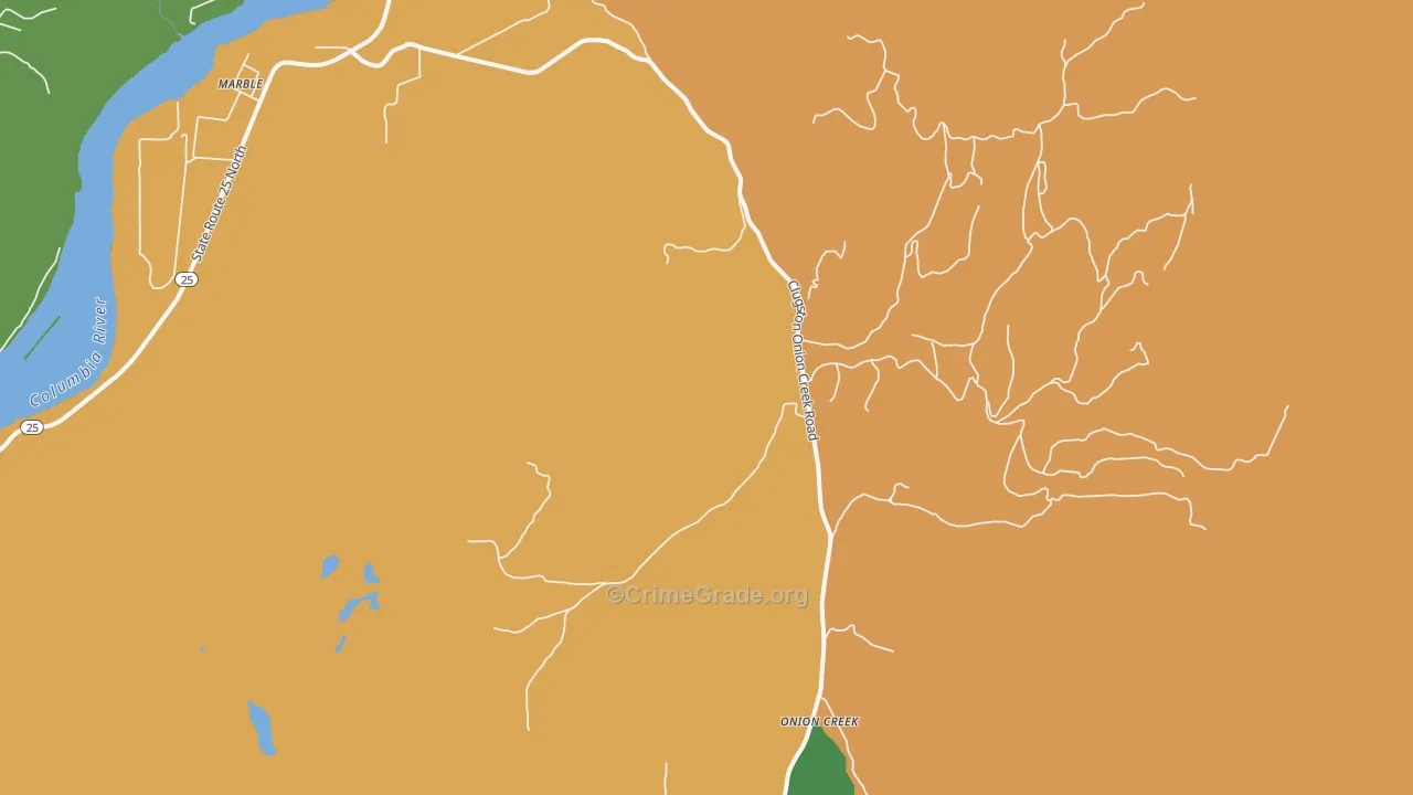 Onion Creek, WA Map of Arson Rates