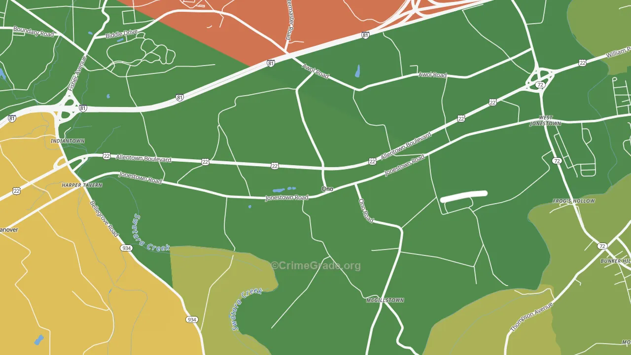 Ono, PA Map of Arson Rates