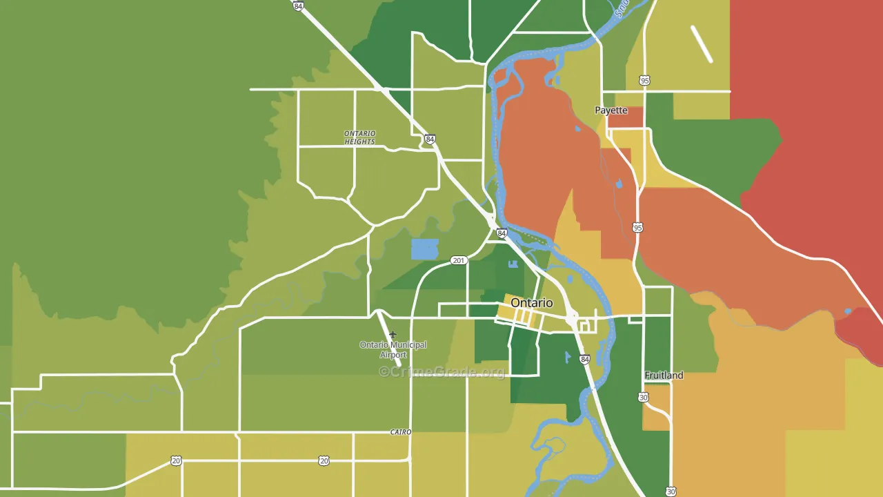 Ontario, OR Map of Arson Rates