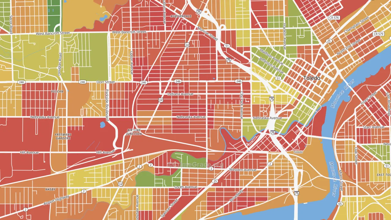 Onyx, Toledo, OH Map of Arson Rates