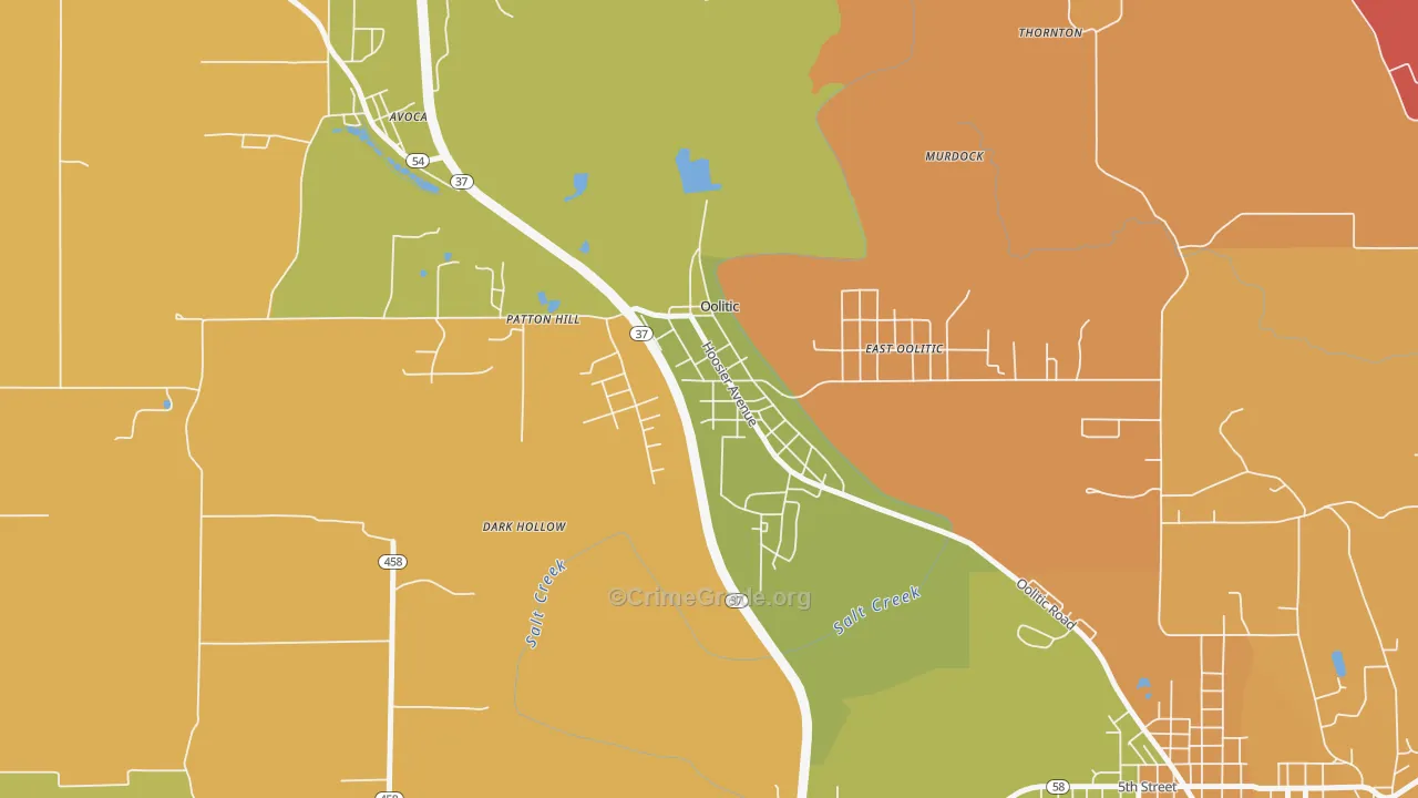 Oolitic, IN Map of Arson Rates