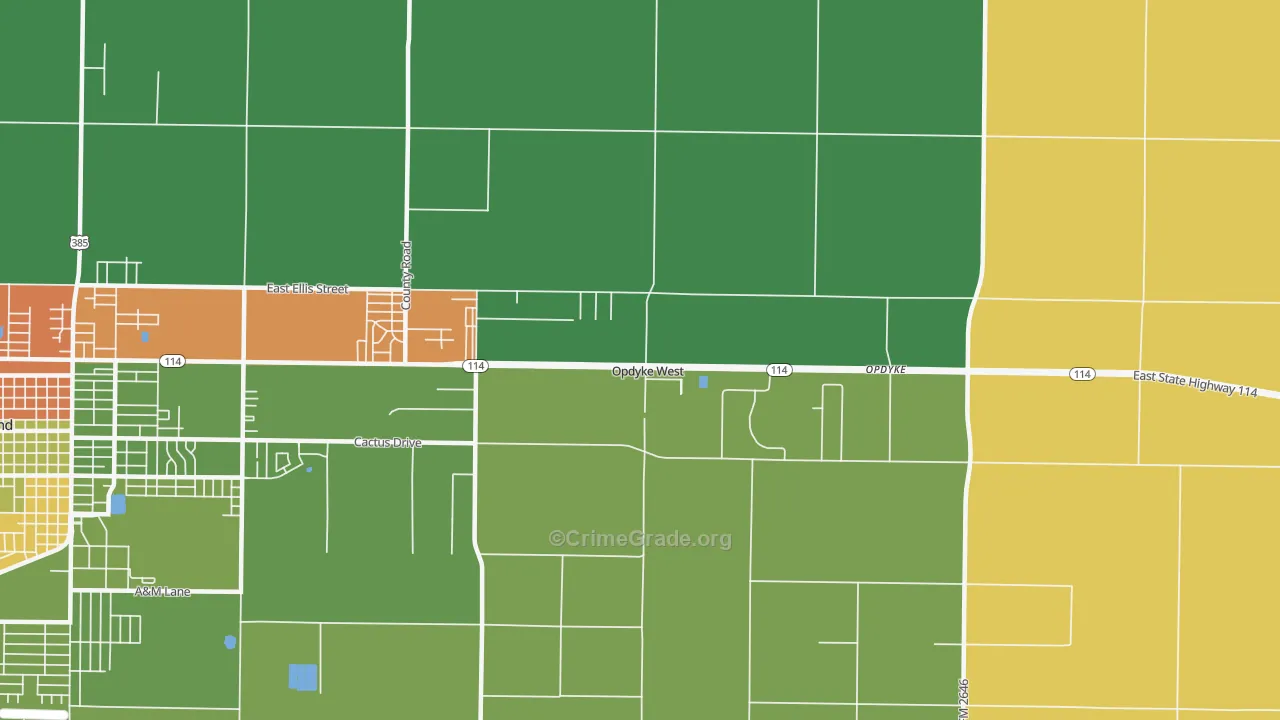 Opdyke West, TX Map of Arson Rates