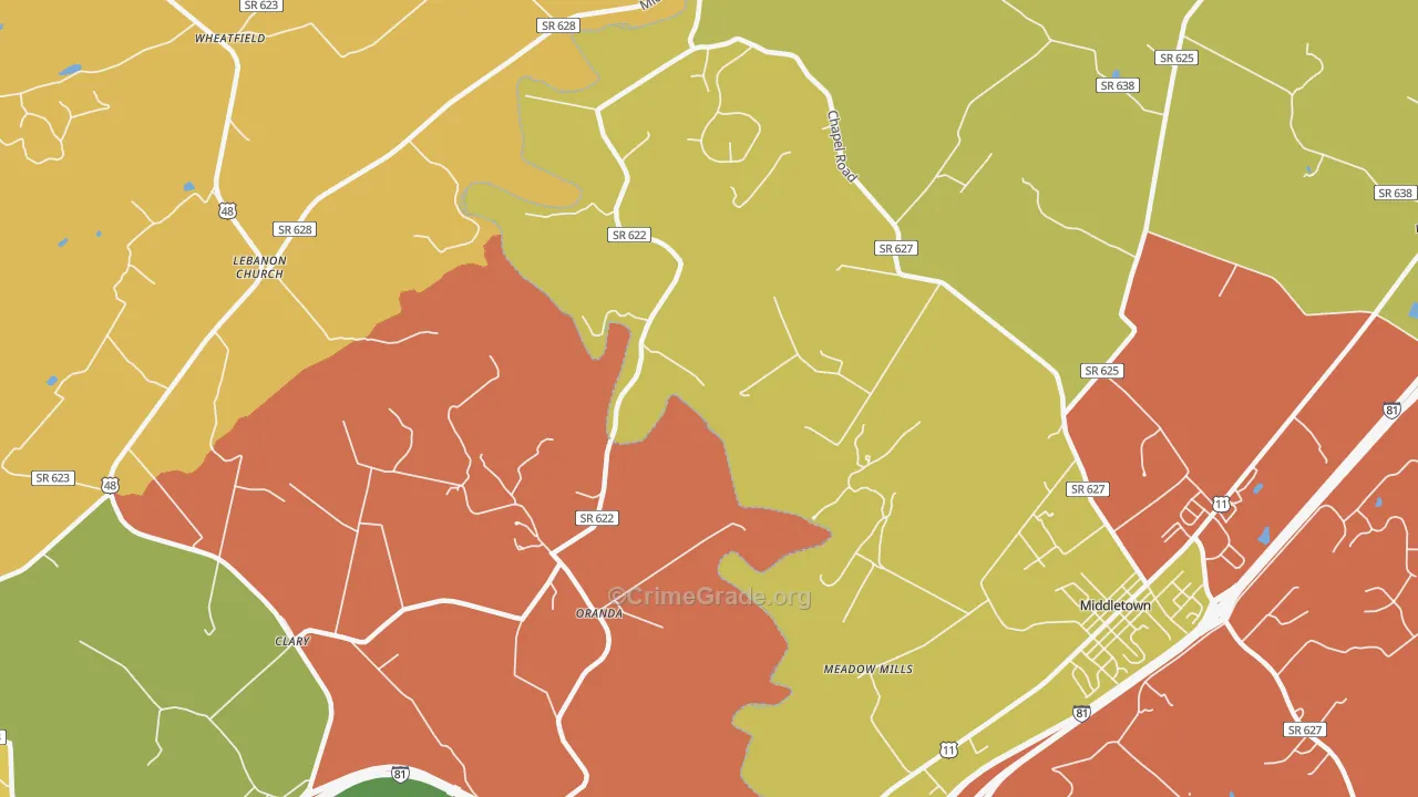 Oranda, VA Map of Arson Rates