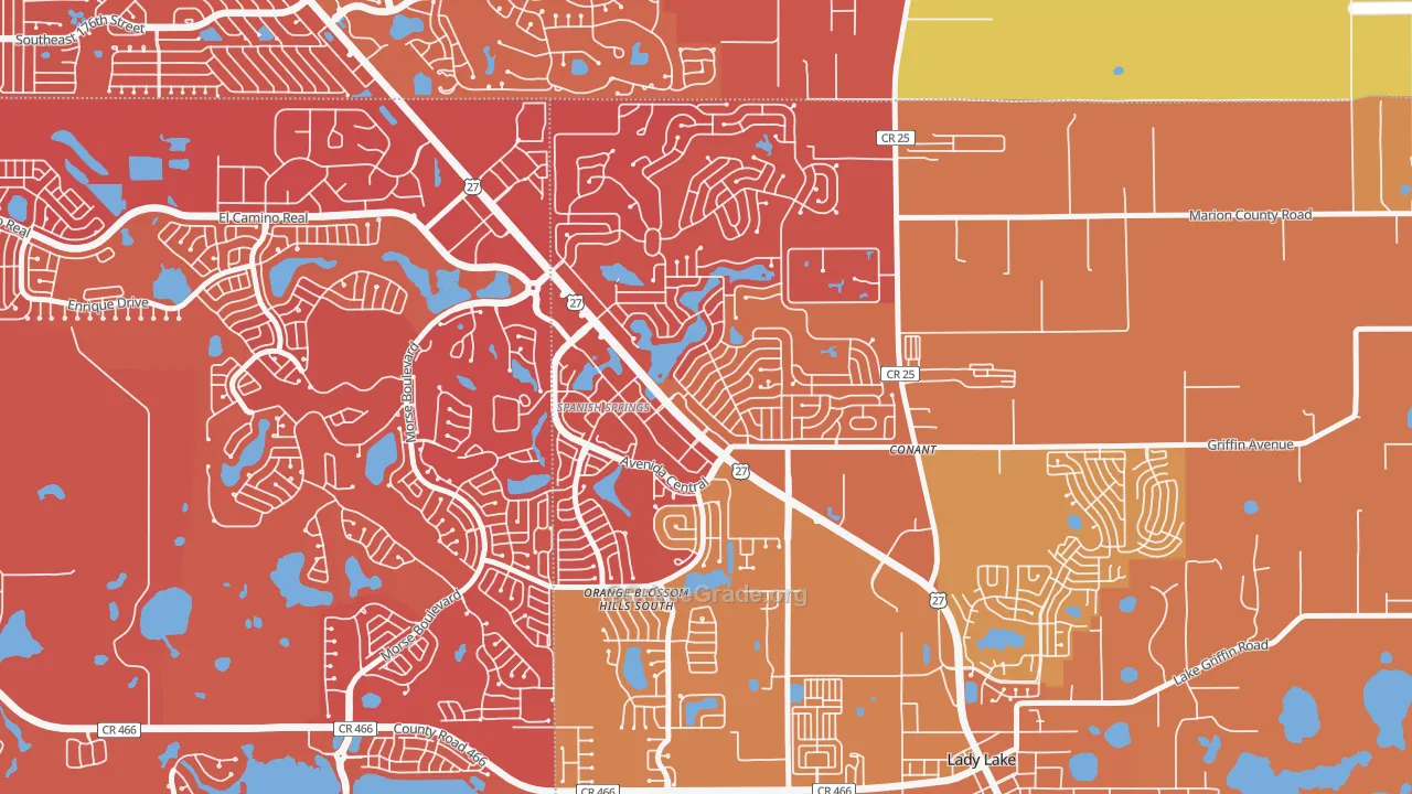Orange Blossom Gardens, Lady Lake, FL Map of Arson Rates