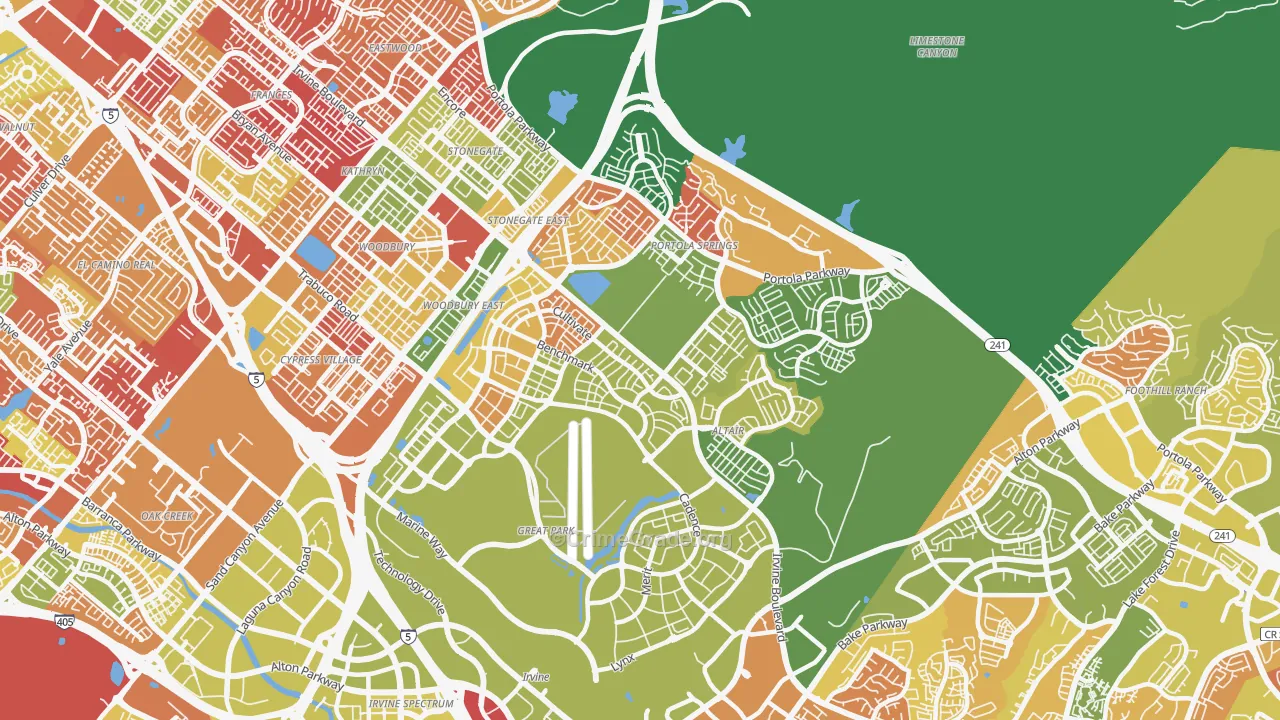 Orange County Great Park, Irvine, CA Map of Arson Rates