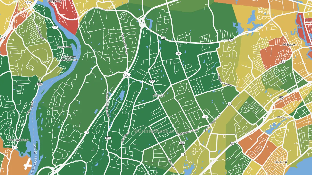 Orange, CT Map of Arson Rates