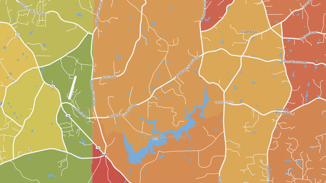 Orange Grove, NC Map of Arson Rates