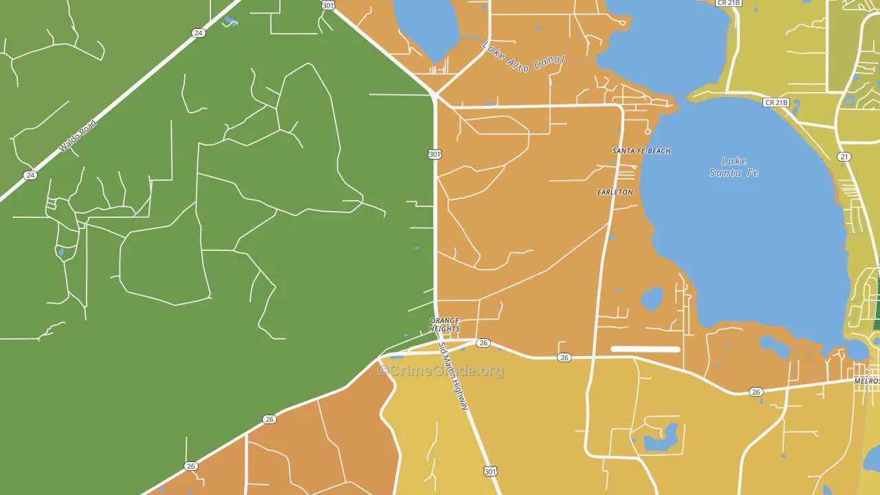 Orange Heights, FL Map of Arson Rates