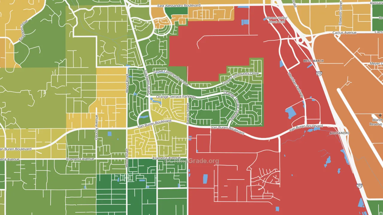 Orangecrest, Riverside, CA Map of Arson Rates